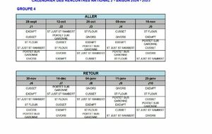 CALENDRIERS DES CLUBS SPORTIFS SAISON 2024-2025